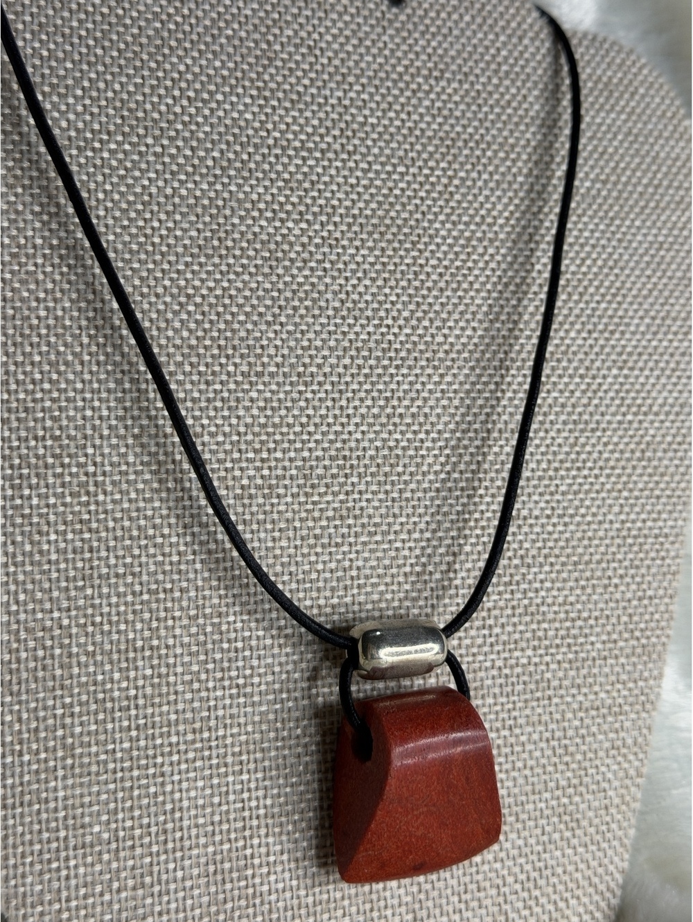 Silpada N0965 Red Sponge Coral Black Leather Cord The Cardinal Rule Necklace